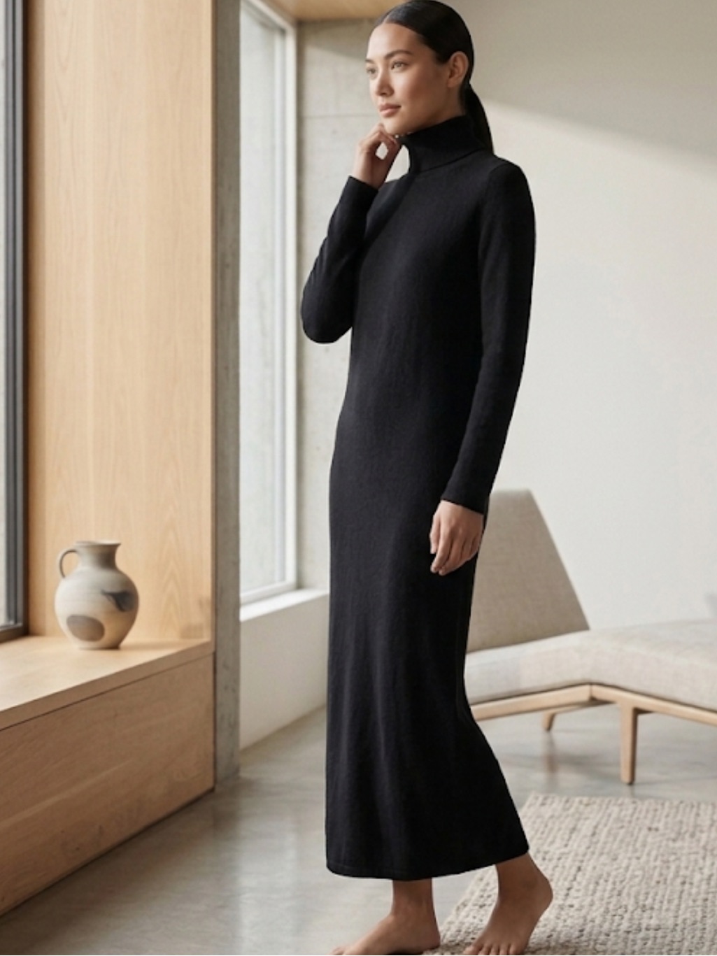 James Perse Cashmere Turtleneck Sweater Dress Size Xs